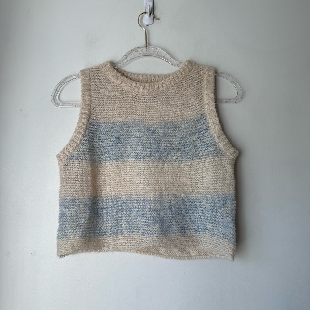 Princess Polly Asumi Cream Blue Stripe Knit Top S/M